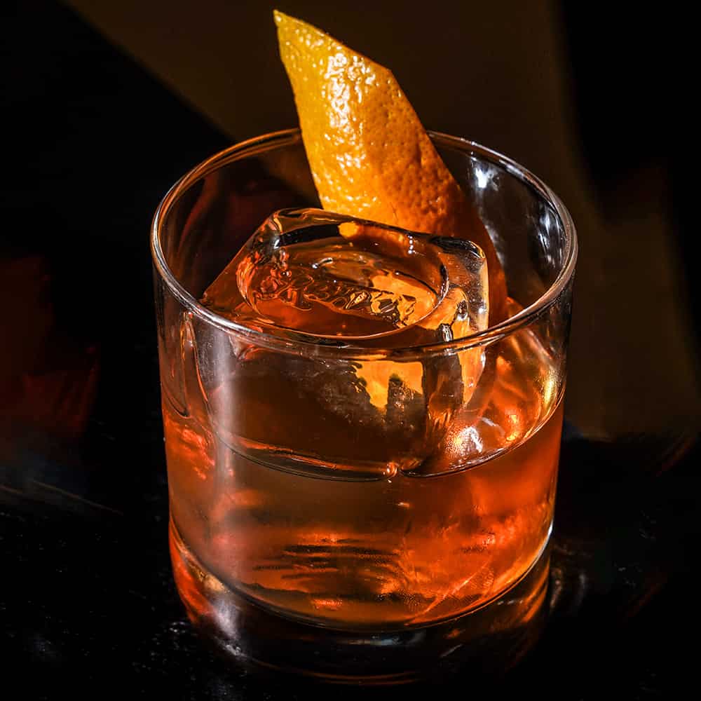 Old fashioned cocktail served at the Rokka bar