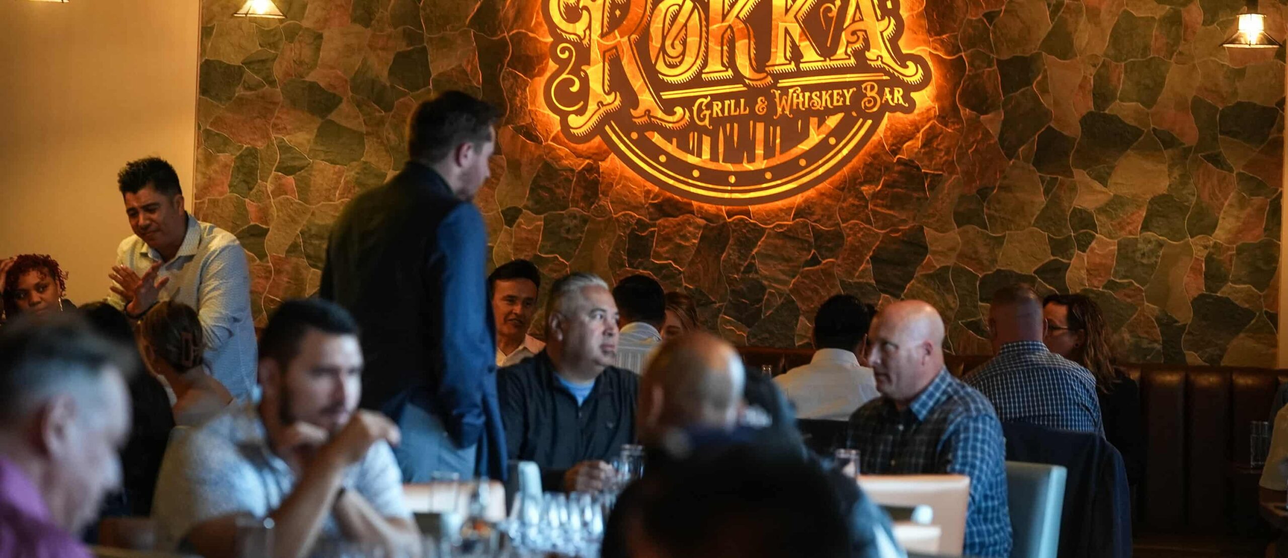 Dining room at Rokka Grill & Whiskey Bar